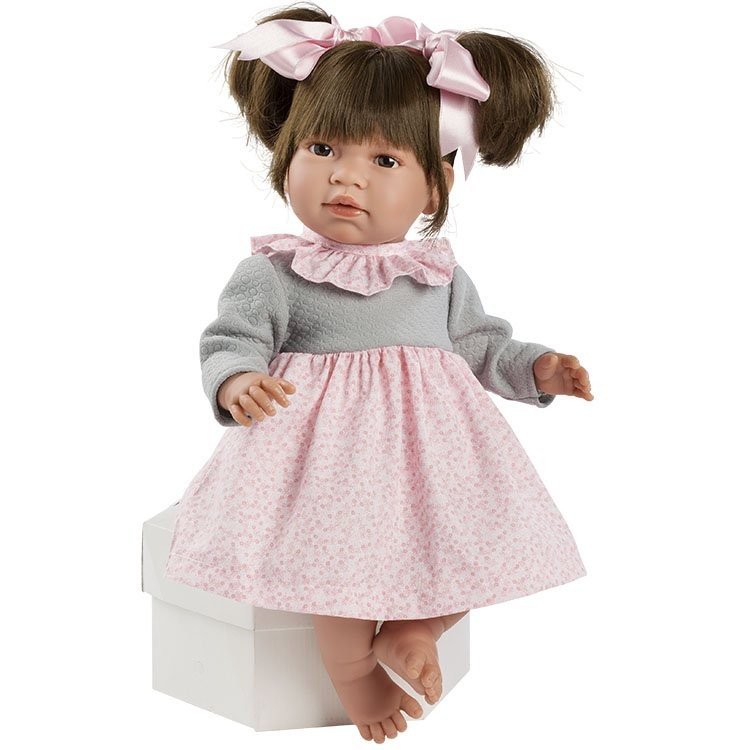 Así doll 46 cm - Noor with pink flowered dress and grey chest