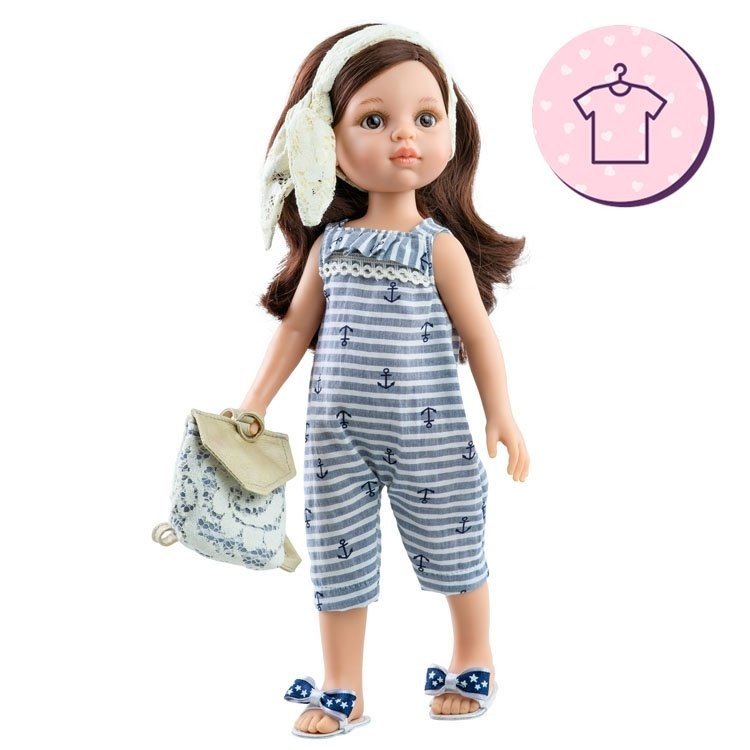 Outfit for Paola Reina doll 32 cm - Las Amigas - Carol sailor jumpsuit, bag and sandals