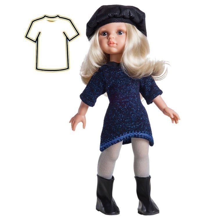 Outfit for Paola Reina doll 32 cm - Las Amigas - Bright blue-black dress Claudia