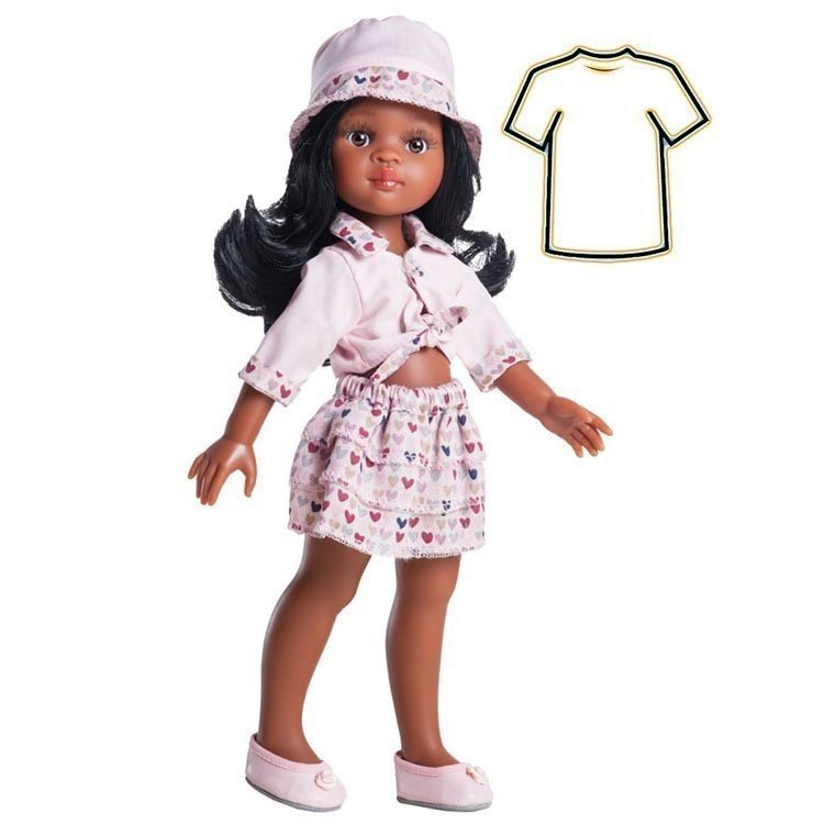 Outfit for Paola Reina doll 32 cm - Las Amigas - Pink dress with hearts Nora