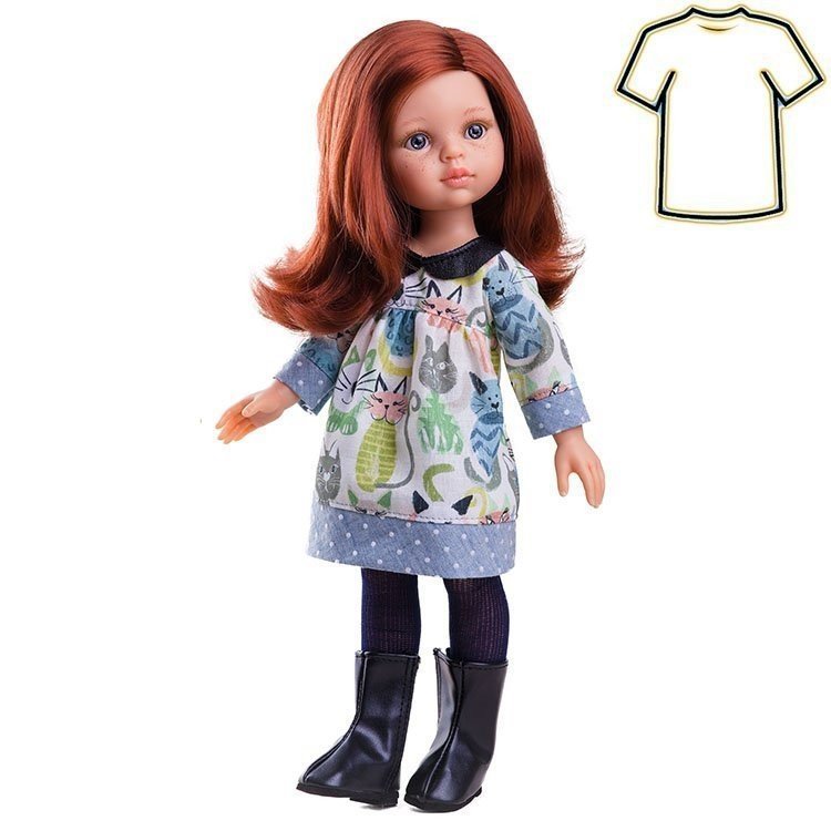 Outfit for Paola Reina doll 32 cm - Las Amigas - Cats dress of Cristi