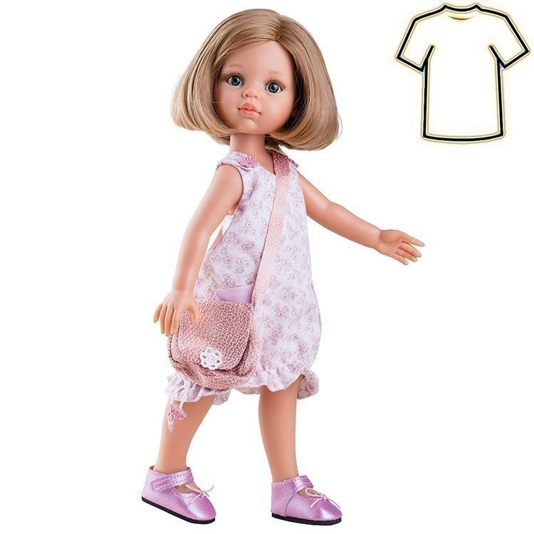 Outfit for Paola Reina doll 32 cm - Las Amigas - Flowers dress and bag of Carla