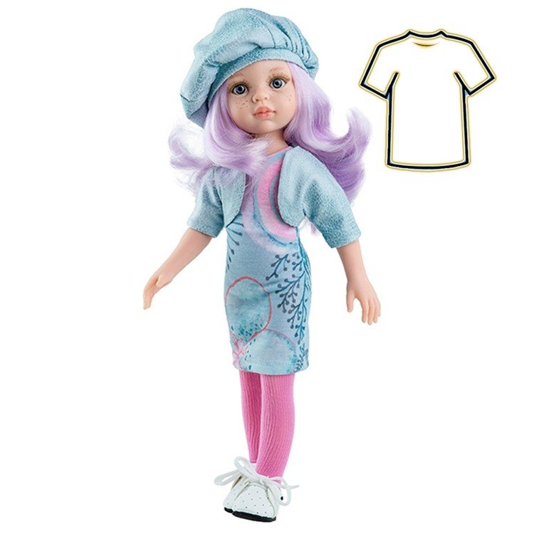 Outfit for Paola Reina doll 32 cm - Las Amigas - Karin printed dress