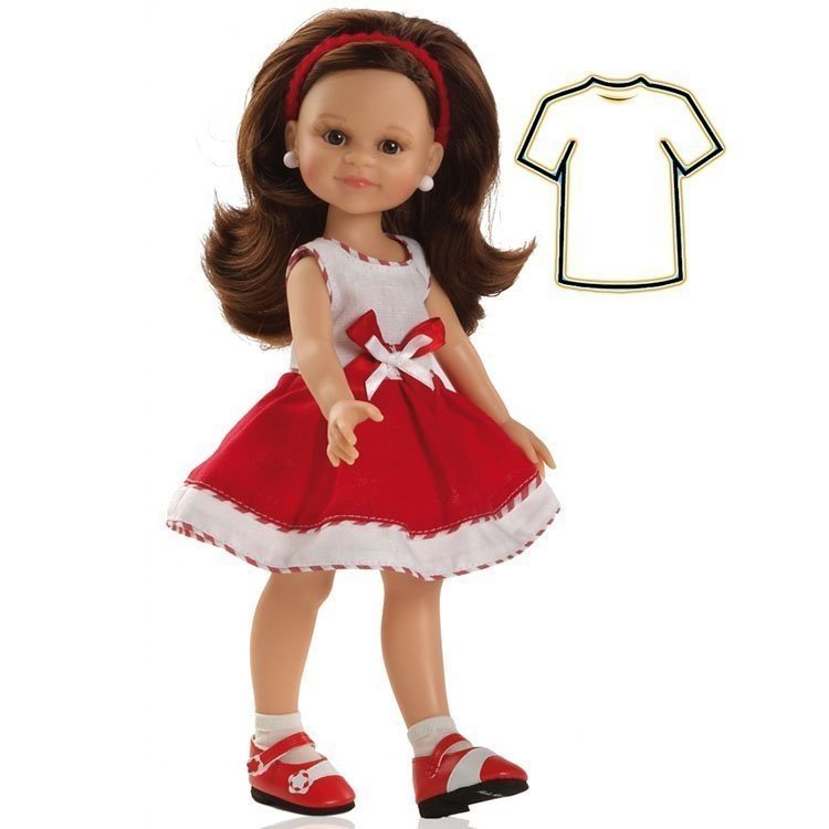 Outfit for Paola Reina doll 32 cm - Las Amigas - Dress Cleo summer red and white