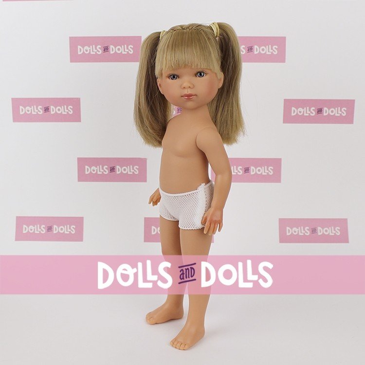Vestida de Azul doll 28 cm - Carlota blonde with pigtails without clothes