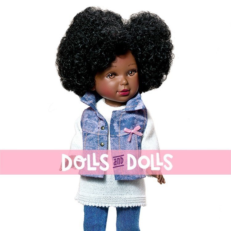Vestida de Azul doll 33 cm - Paulina african american with denim outfit