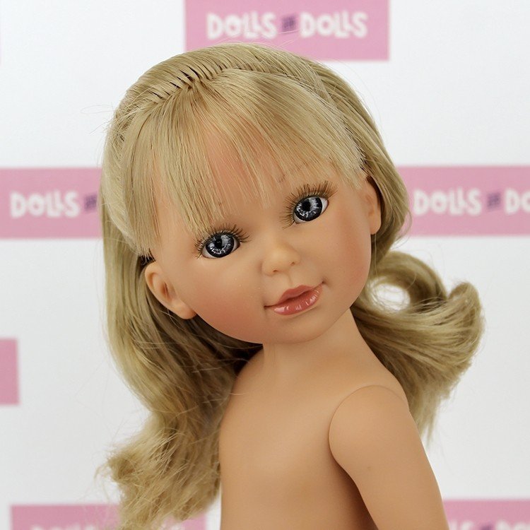 Vestida de Azul doll 33 cm - Paulina blonde with fringe, wavy hair and ponytail without clothes
