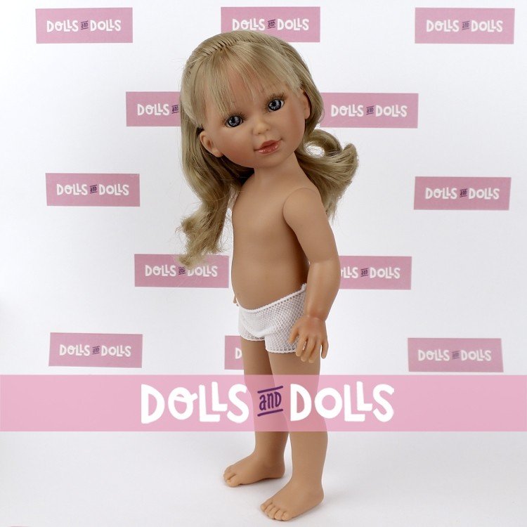 Vestida de Azul doll 33 cm - Paulina blonde with fringe, wavy hair and ponytail without clothes