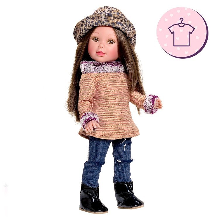 Outfit for Vestida de Azul doll 33 cm - Paulina - Outfit with printed hat