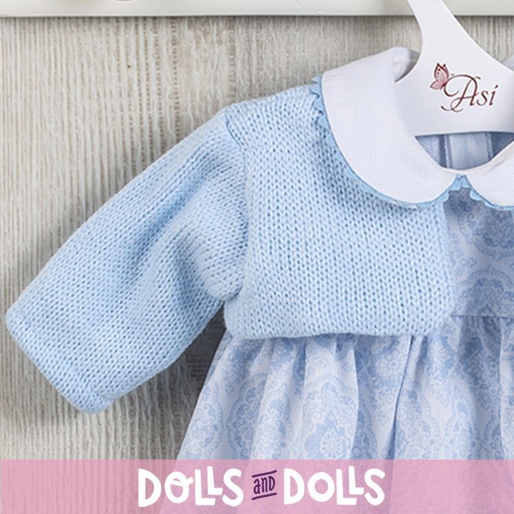 Outfit for Así doll 46 cm - Medallion blue dress with jacket for Noor