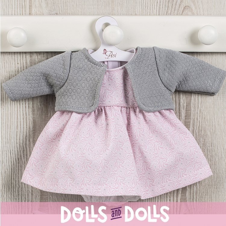 Outfit for Así doll 36 cm - Pink dress with openwork grey jacket for Koke