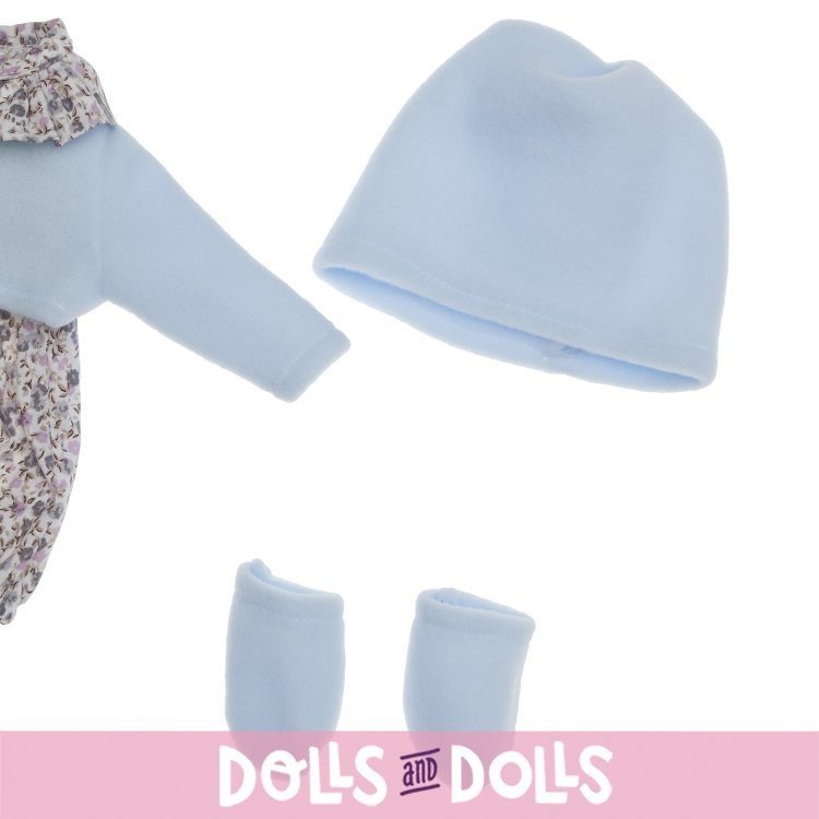 Outfit for Así doll 36 cm - Flower printed romper with blue jacket for Guille