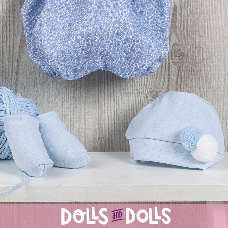 Outfit for Así doll 43 cm - Blue flowers romper with jacket for Pablo