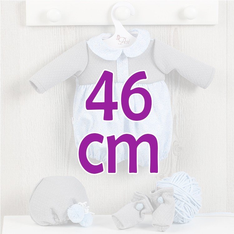 Outfit for Así doll 46 cm - Blue romper with grey chest 