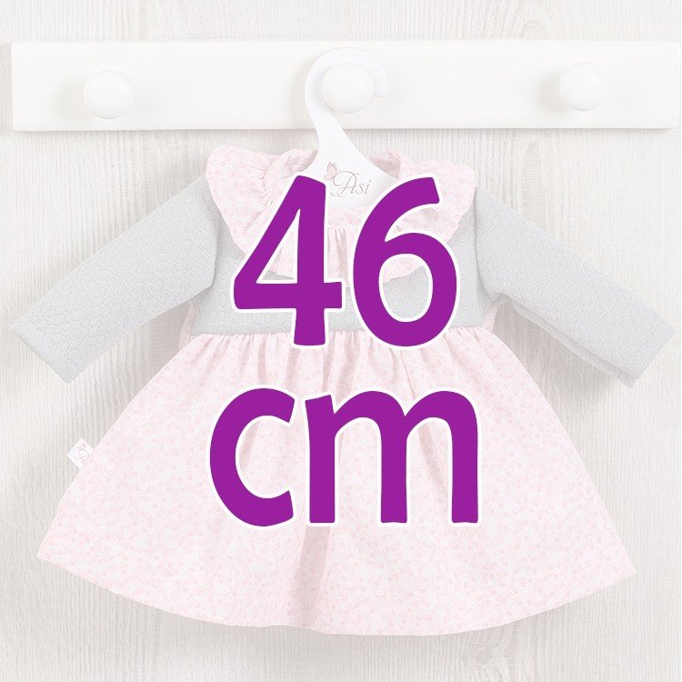 Outfit for Así doll 46 cm - Flower pink dress with grey openwork for Noor