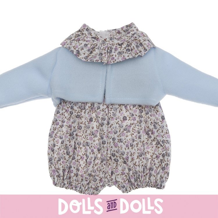 Outfit for Así doll 36 cm - Flower printed romper with blue jacket for Guille