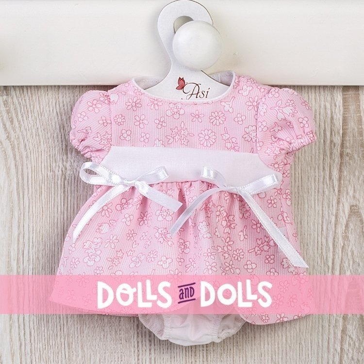 Outfit for Así doll 28 cm - White flowers printed pink dress with hood for Gordi