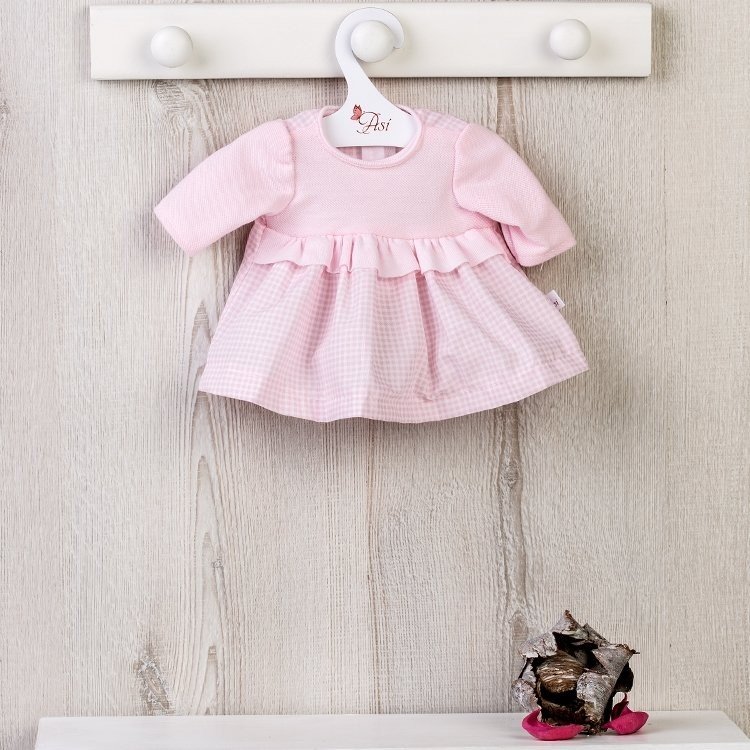 Outfit for Así doll 36 cm - Pink vichy dress with chest for Guille