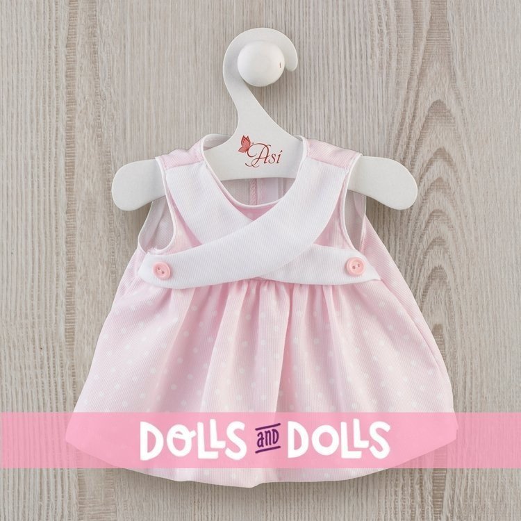 Outfit for Así doll 36 cm - Pink pique dress with crossed front for Guille doll