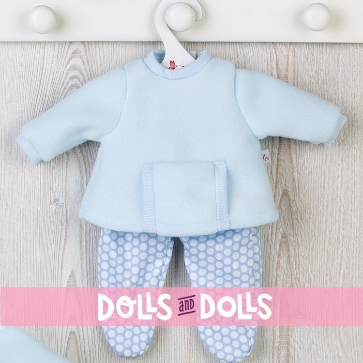 Outfit for Así doll 36 cm - Light-blue sweatshirt set with pocket for Koke doll