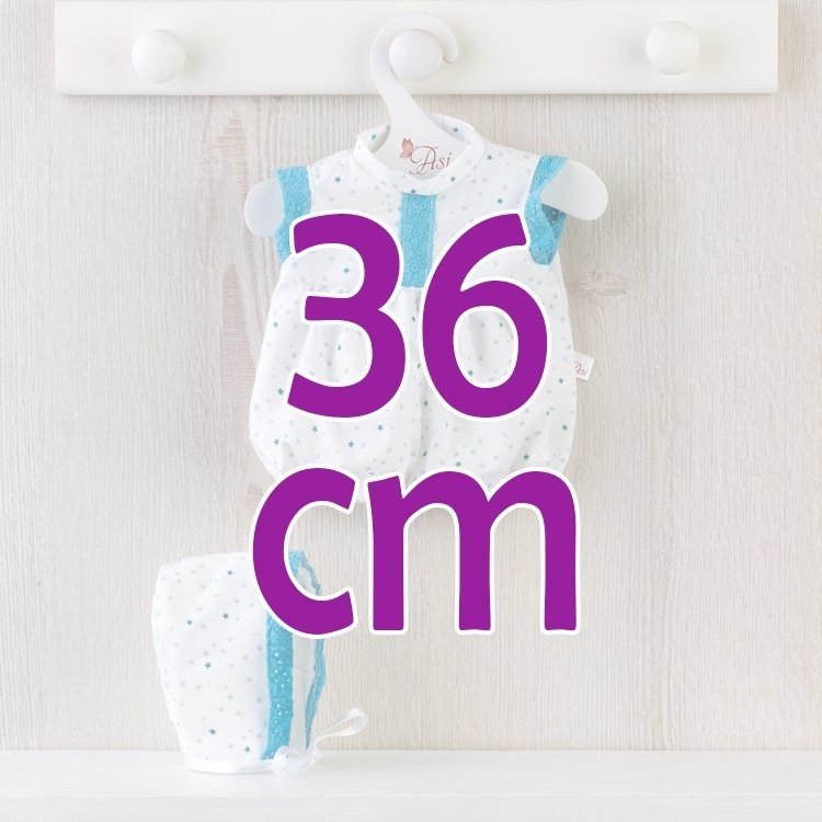 Outfit for Así doll 36 cm - Blue stars romper for Koke doll