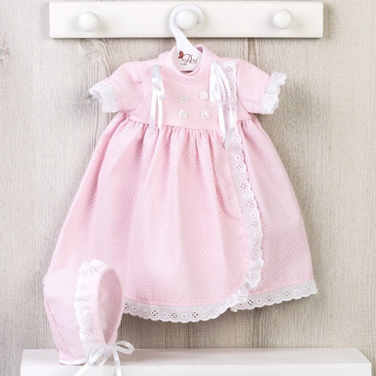 Outfit for Así doll 46 cm - Stitched piqué pink baby's dress for Leo
