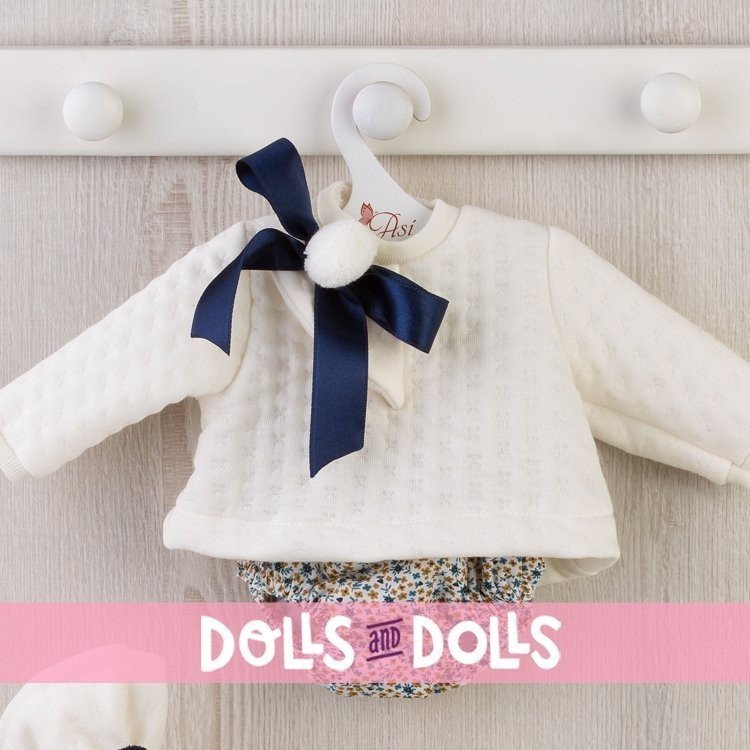 Outfit for Así doll 46 cm - Blue floral bloomers with beige sweater for Leo doll