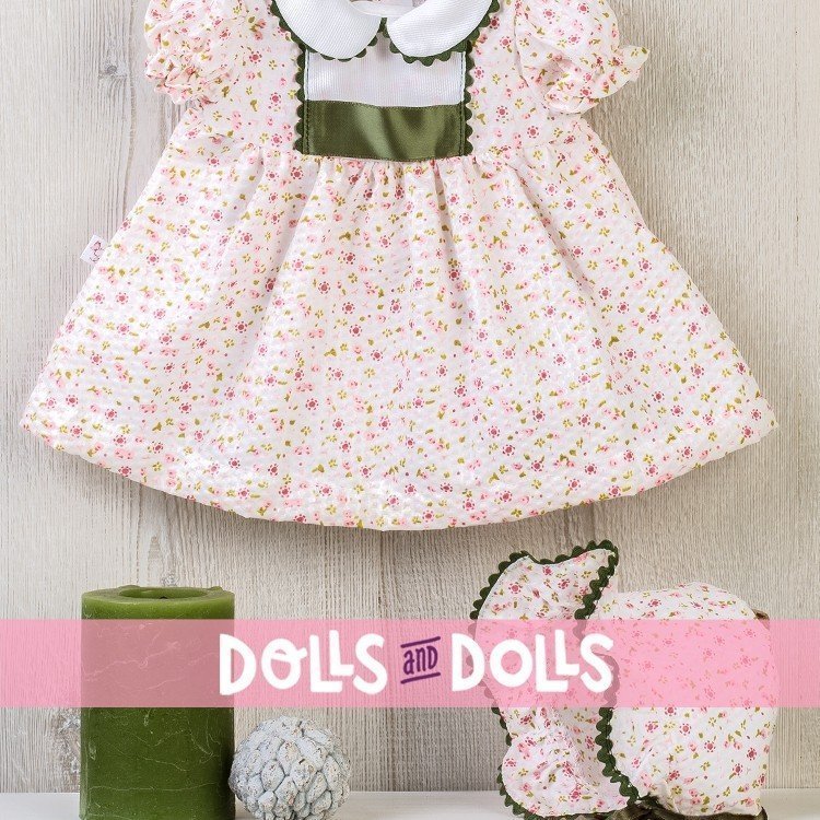 Outfit for Así doll 46 cm - Pink flowers printed romper and green details for Leo