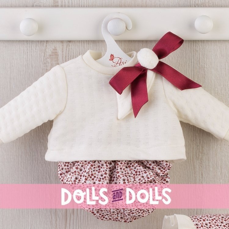 Outfit for Así doll 46 cm - Brown floral bloomers with beige sweater for Leo doll