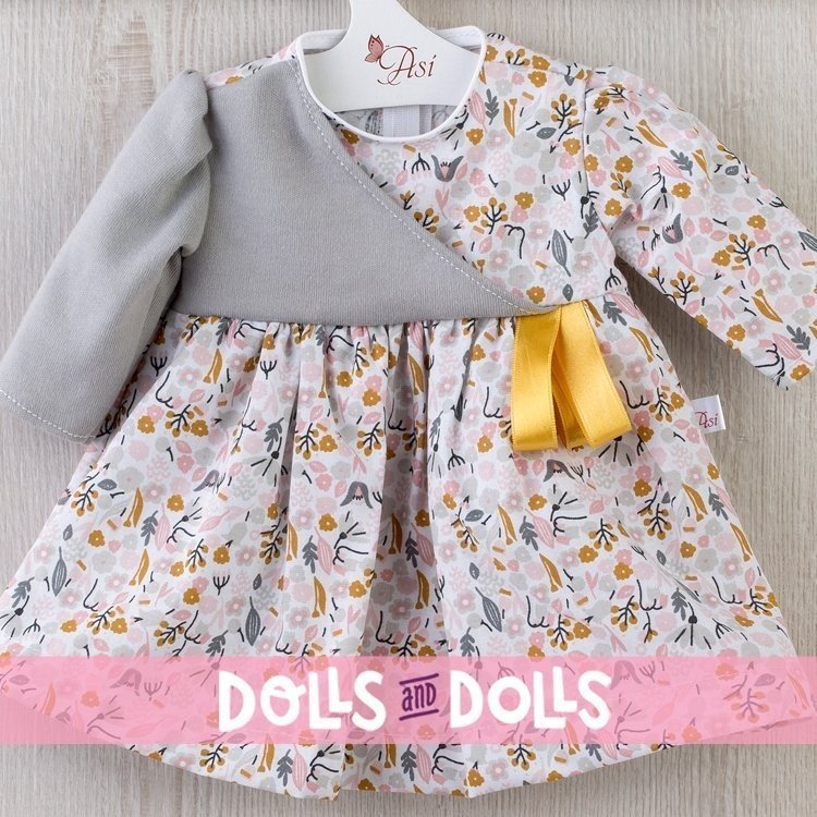 Outfit for Así doll 46 cm - Gray and pink flower dress for Noor doll