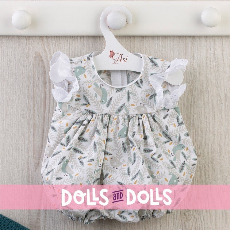 Outfit for Así doll 43 cm - Birds romper with blue blanket for Pablo doll