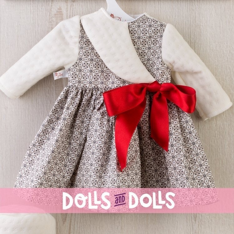 Outfit for Así doll 57 cm - Geometric shapes dress with red bow for Pepa doll
