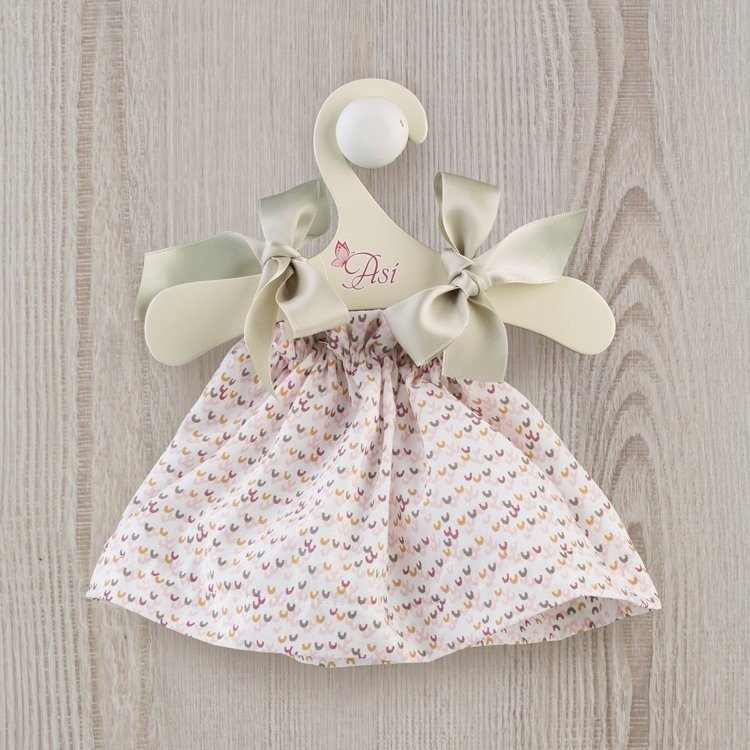 Outfit for Así doll 36 cm - Printed dress with green bows for Sammy doll