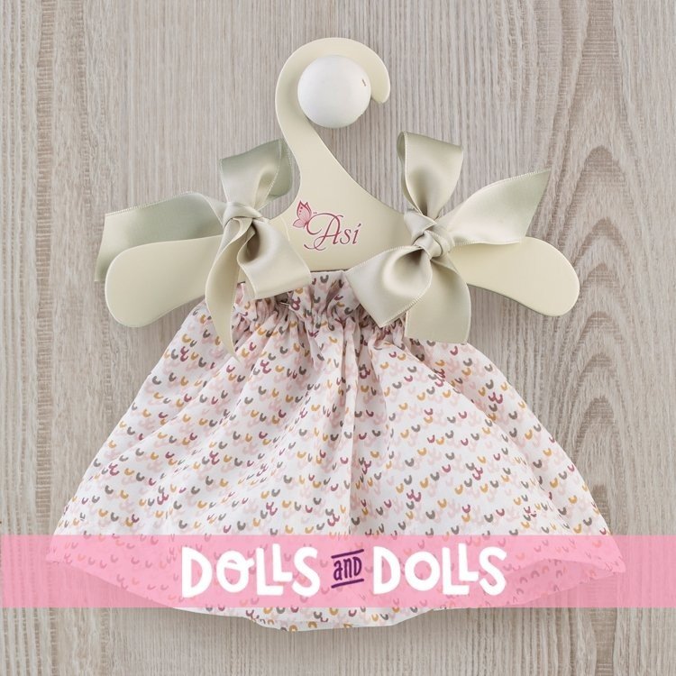 Outfit for Así doll 36 cm - Printed dress with green bows for Sammy doll