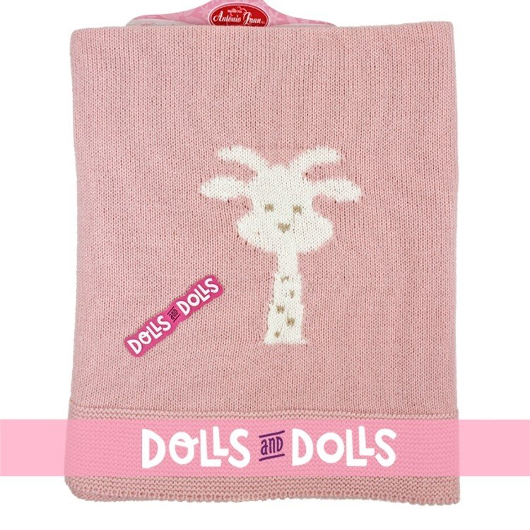 Antonio Juan doll Complements 40 - 52 cm - Pink knitted blanket with giraffe