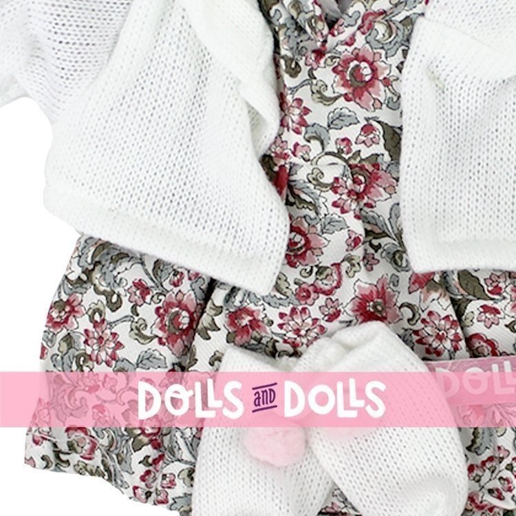 Clothes for Llorens dolls 33 cm - Flower printed outfit with white jacket and booties
