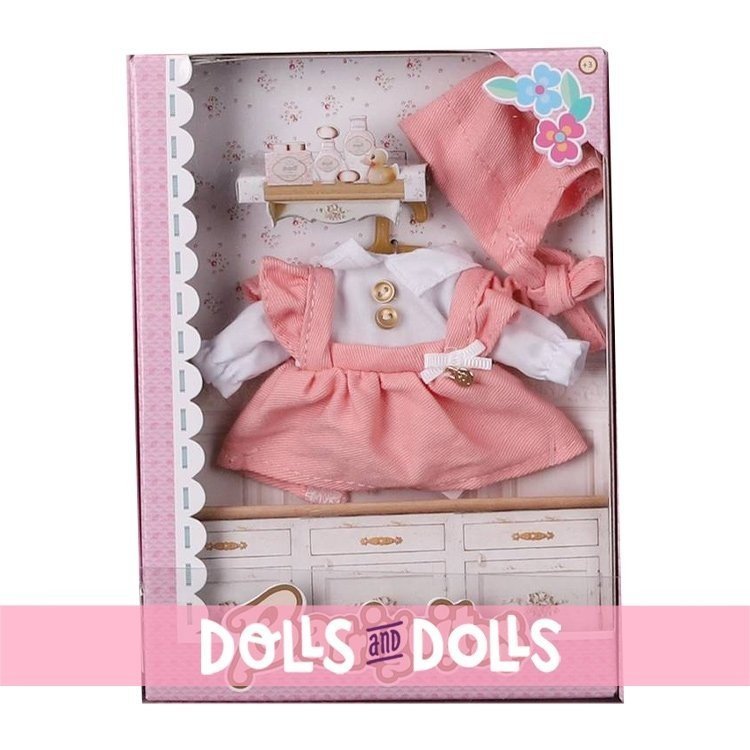 Complements for Barriguitas Classic doll 15 cm - Clothes on hanger - Pink dress with hood