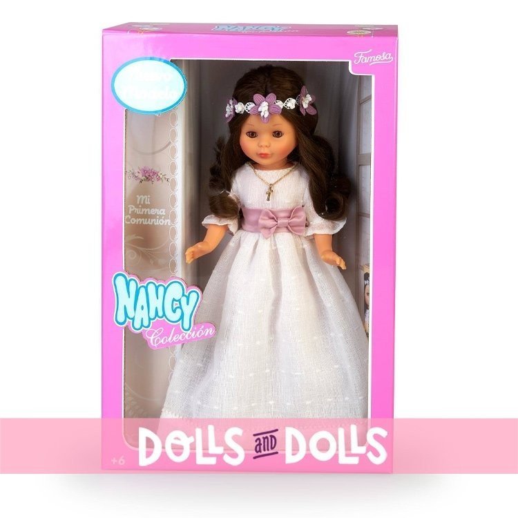 Nancy collection doll 41 cm - Brunette communion with flower crown