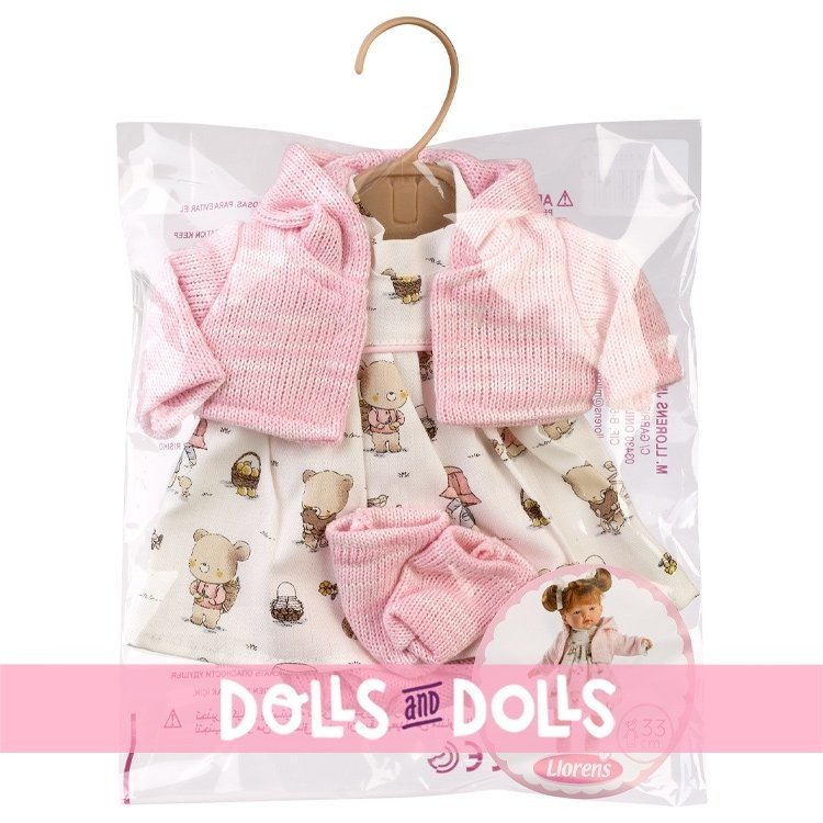 Clothes for Llorens dolls 33 cm - Teddy set with pink jacket and pink socks
