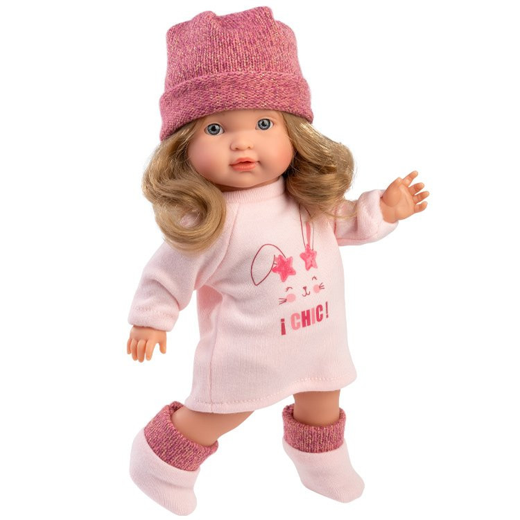 Llorens doll 28 cm - European Valeria in a chic pink outfit