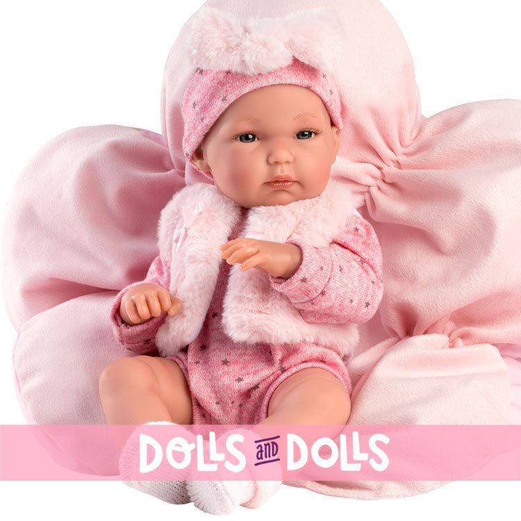 Llorens doll 35 cm - Bimba with pink cushion