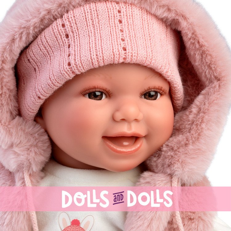 Llorens doll 38 cm - Chloe smiles with an animal-print outfit