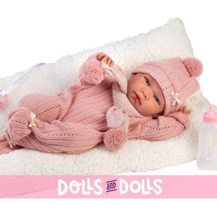 Llorens doll 40 cm - Nica Newborn with a white cushion