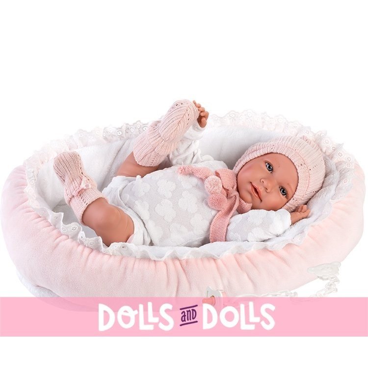 Llorens doll 40 cm - Newborn Mimi crybaby with crib