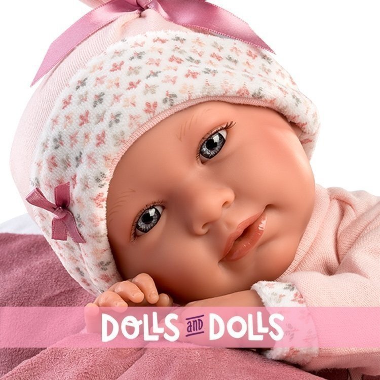 Llorens doll 40 cm - Crying Mimi newborn with baby carrier