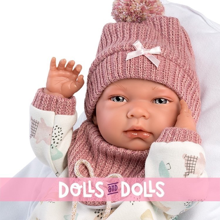 Llorens doll 40 cm - Nica newborn with changing crib