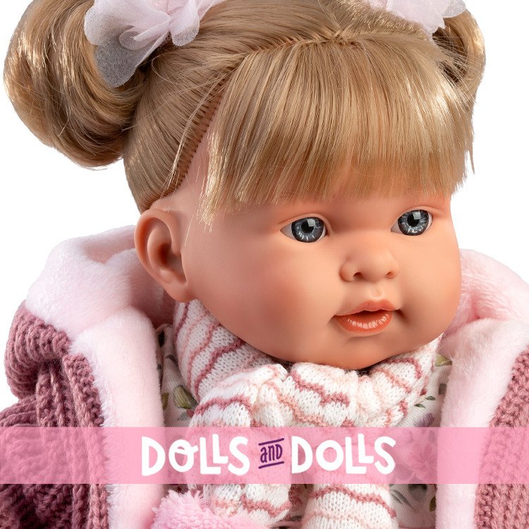 Llorens doll 42 cm - Crying Alexandra in flower dress and pink jacket