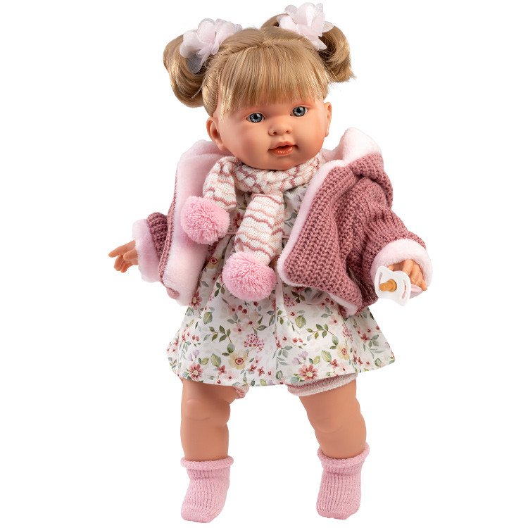 Llorens doll 42 cm - Crying Alexandra in flower dress and pink jacket