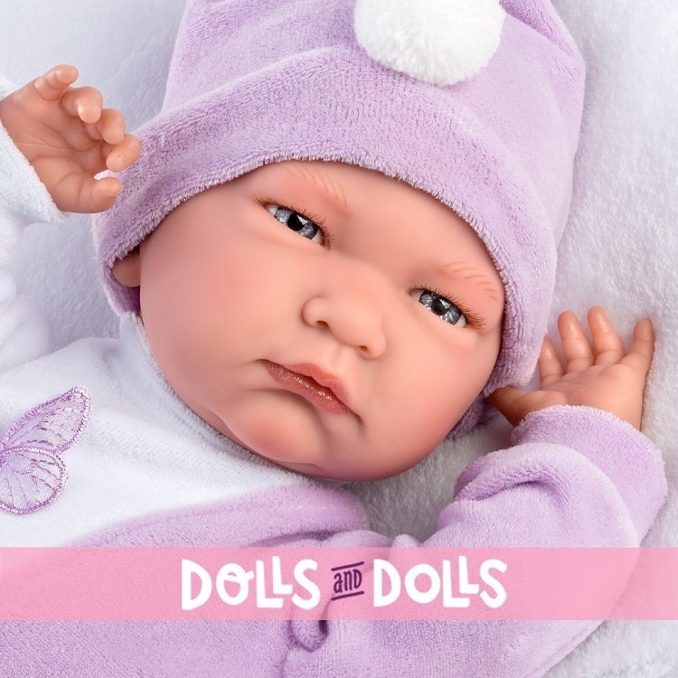 Llorens doll 40 cm - Newborn Crying Lalo with butterfly bag