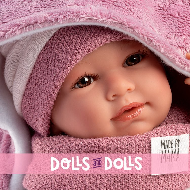 Llorens doll 42 cm - Newborn Mimi crybaby with fuchsia sachet